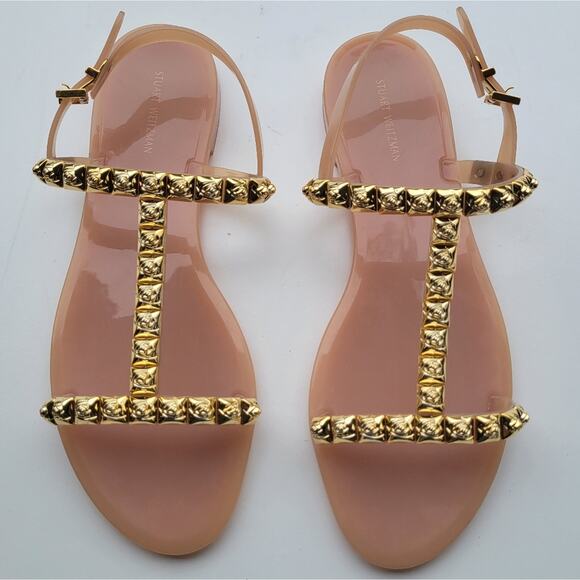 Stuart Weitzman Women's Jelrose Flat Studded Sandal Ballet Pink Size 10 - Picture 5 of 9